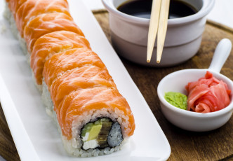 Картинка еда рыба морепродукты суши роллы филадельфия имбирь