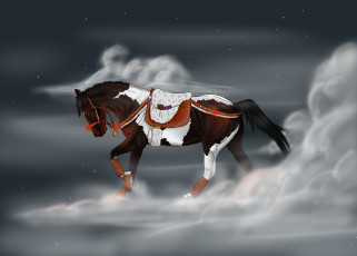 Картинка рисованные животные +лошади лошадь