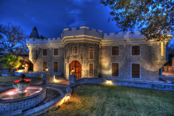 Картинка города -+здания +дома огни ночь фонтан особняк дом ландшафт