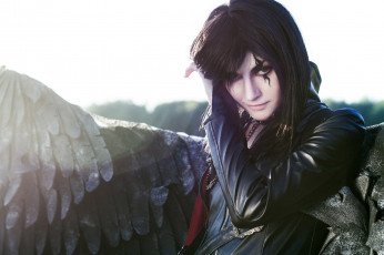 Картинка фэнтези фотоарт арт парень косплей брюнет ангел