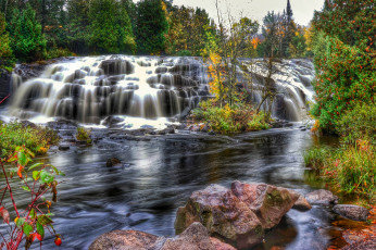 Картинка природа водопады водопад река лес