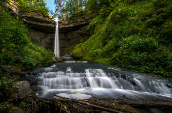 Картинка природа водопады водопад река лес