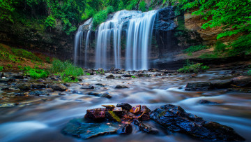 Картинка природа водопады водопад река лес