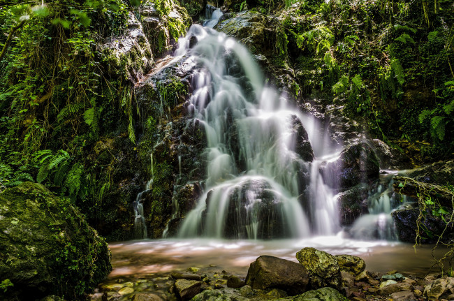 Обои картинки фото природа, водопады, лес, река, водопад