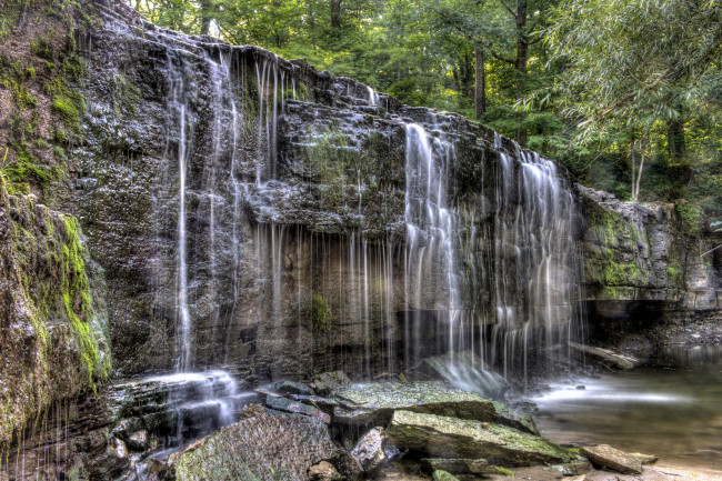 Обои картинки фото природа, водопады, водопад, река, лес