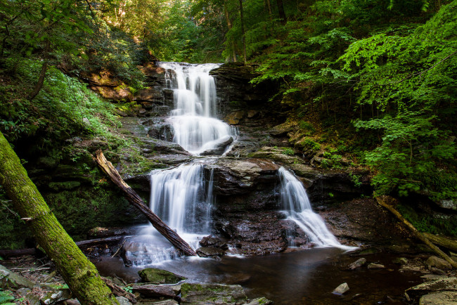 Обои картинки фото природа, водопады, водопад, река, лес