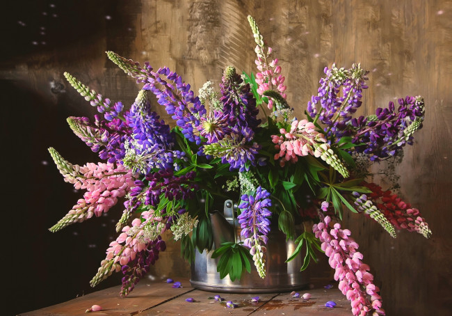 Обои картинки фото цветы, люпин, букет, лето