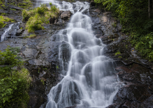 Обои картинки фото природа, водопады, лес, водопад, река