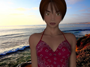 Картинка 3д+графика люди+ people девушка взгляд фон