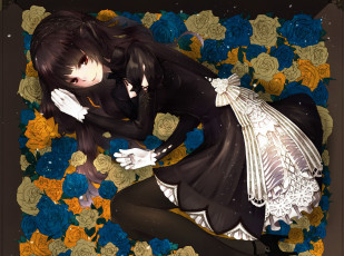 Картинка аниме vocaloid коробка улыбка цветы девушка lo natuiro арт