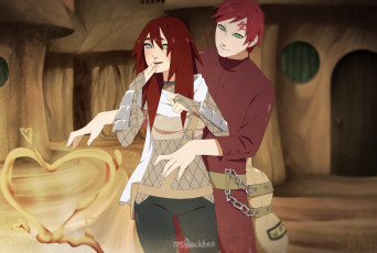 Картинка разное арты парень арт аниме гаара наруто девушка романтика песок