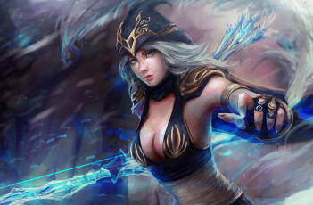 Картинка видео+игры league+of+legends ashe девушка грудь frost archer league of legends лучница взгляд