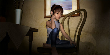 Картинка 3д+графика люди+ people взгляд фон девочка