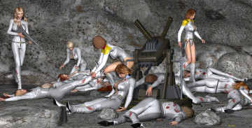 Картинка anon+angel 3д+графика фантазия+ fantasy батальон кровь взгляд фон оружие девушки сражение бой