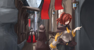 Картинка аниме город +улицы +здания улица люди арт arceon