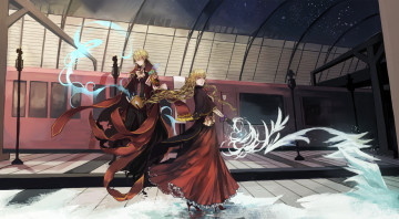 Картинка аниме pixiv+fantasia магия поезд арт парень lily fairy станция девушка pixiv fantasia