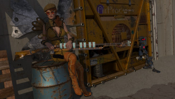 Картинка 3д+графика фантазия+ fantasy оружие взгляд фон девушка