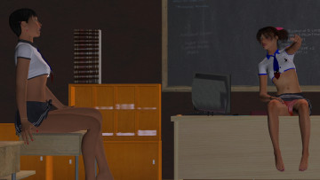 Картинка 3д+графика люди+ people девушки взгляд фон