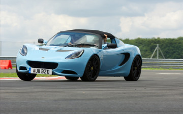 Картинка автомобили lotus лотус элиз elise голубой дорога трасса