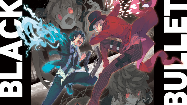 Обои картинки фото аниме, black bullet, black, bullet, aihara, enju, hiruko, kagetane, kohina, satomi, rentarou, арт, бой, morino, hon