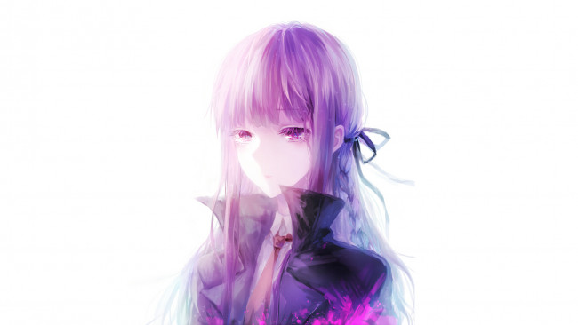 Обои картинки фото аниме, danganronpa, kirigiri, kyouko, dangan-ronpa, фон, портрет, девушка, арт, coaurora