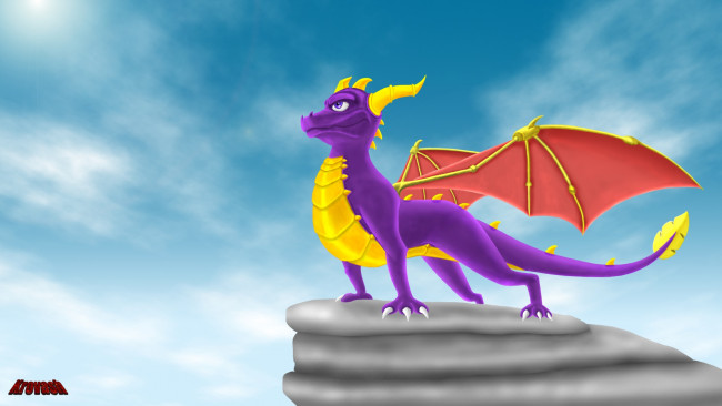 Обои картинки фото векторная графика, мультфильмы , cartoons, дракон