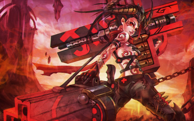 Обои картинки фото видео игры, league of legends, jinx, loose, cannon, league, of, legends, demon, hunter