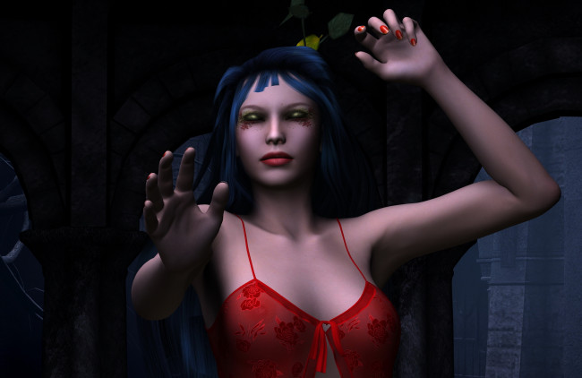 Обои картинки фото 3д графика, люди , people, взгляд, девушка, фон