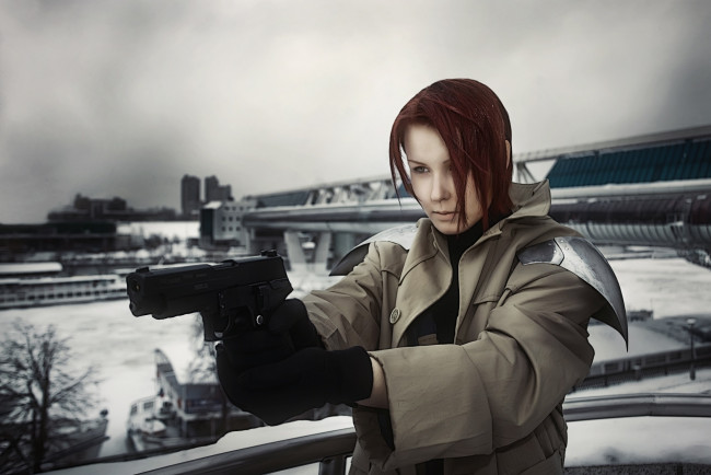 Обои картинки фото разное, cosplay , косплей, катце, пистолет, клин, любви