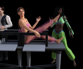 Картинка 3д+графика люди+ people фон иллюзионисты взгляд девушки