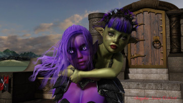 обоя 3д графика, эльфы , elves, фон, эльфийка, взгляд