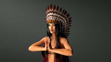 Картинка 3д+графика люди+ people девушка взгляд фон