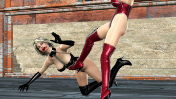 Картинка 3д+графика люди+ people девушки взгляд фон драка