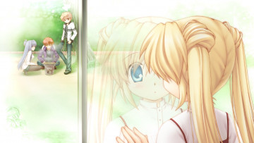 Картинка аниме rewrite девушка взгляд фон