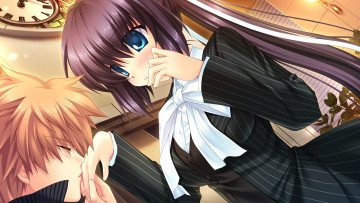 Картинка аниме rewrite девушка взгляд фон