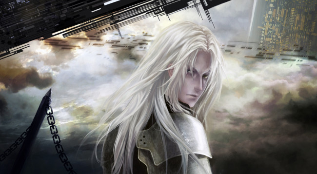 Обои картинки фото аниме, final fantasy, взгляд, воин, sephiroth