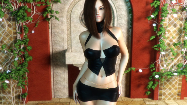 Обои картинки фото 3д графика, люди , people, фон, взгляд, девушка