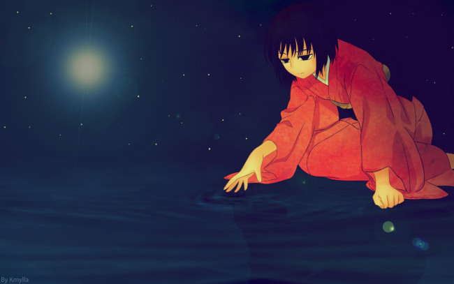 Обои картинки фото аниме, kara no kyokai, фон, взгляд, девушка