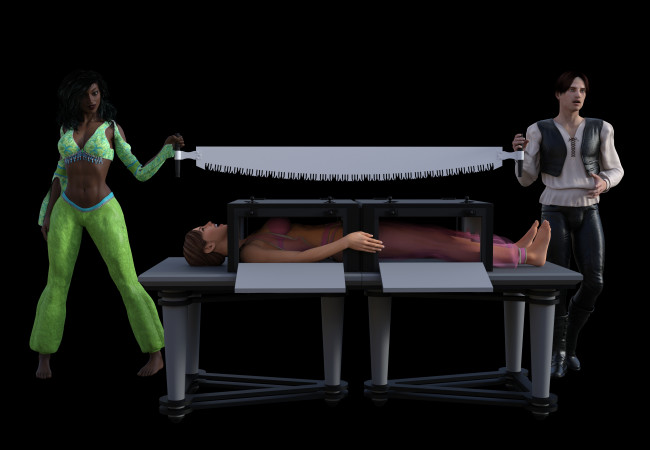 Обои картинки фото 3д графика, люди , people, иллюзионисты, фон, взгляд, девушки