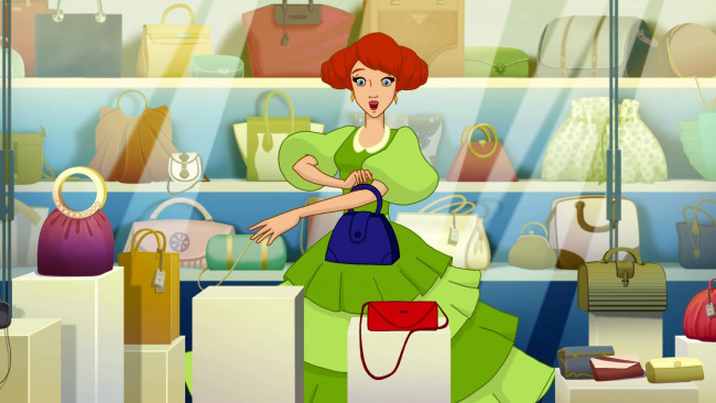 Обои картинки фото мультфильмы, иван царевич и серый волк 3, девушка, сумка, эмоции