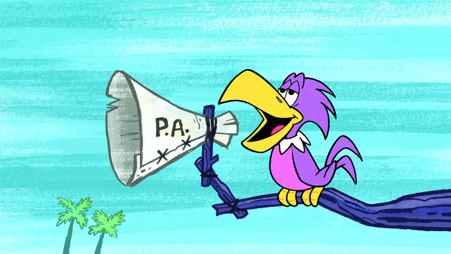 Обои картинки фото мультфильмы, the flintstones, птица, рупор