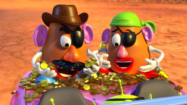 Обои картинки фото мультфильмы, toy story 3, монета, эмоции, двое