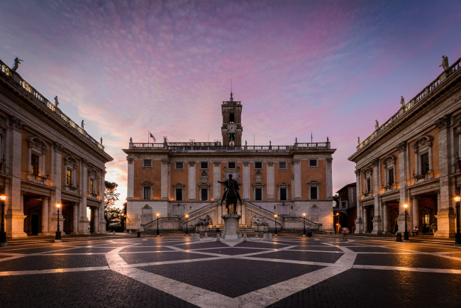 Обои картинки фото campidoglio,  roma, города, рим,  ватикан , италия, сумерки, площадь