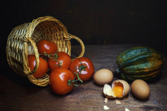 Картинка еда натюрморт снедь помидоры томаты яйца