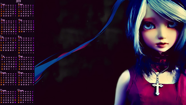 Обои картинки фото календари, игрушки,  маски, кукла