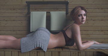 Картинка 3д+графика люди+ people девушка фон взгляд полотенце