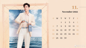 обоя календари, знаменитости, сяо, чжань, костюм, барсетка, картина