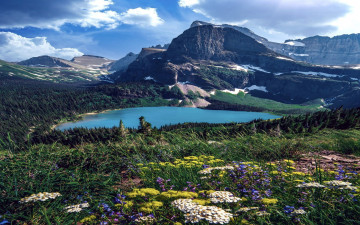 Картинка grinnell+lake montana природа реки озера grinnell lake
