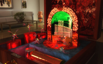 Картинка 3д графика realism реализм стол комната диван