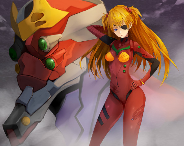 Обои картинки фото аниме, evangelion, asuka, langley
